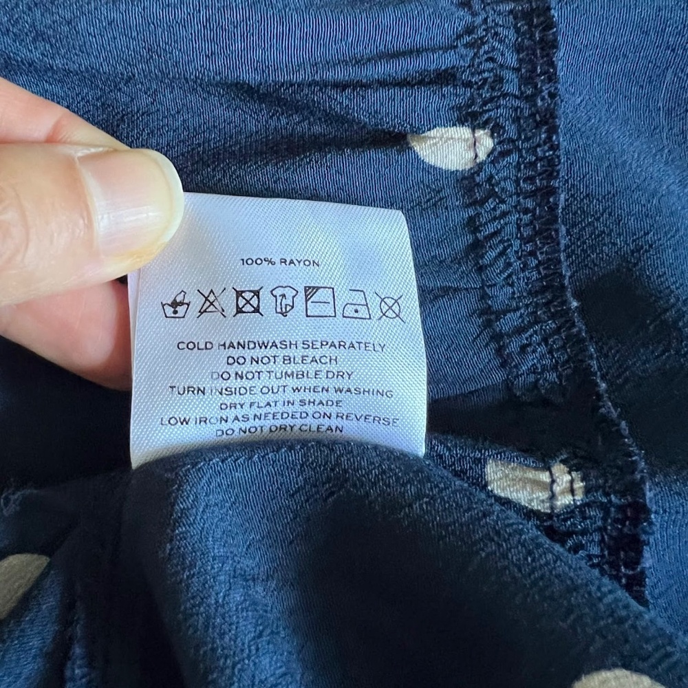 Faithfull the Brand Navy Blue Vintage Fresa White Polka Dot Dress Size 4 - Picture 12 of 12